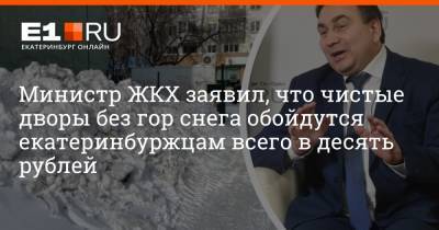 Министр ЖКХ заявил, что чистые дворы без гор снега обойдутся екатеринбуржцам всего в десять рублей