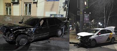 В Челябинске пьяный мужчина на Mercedes протаранил такси