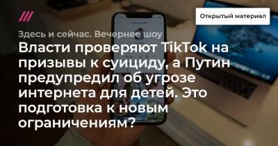 Власти проверяют TikTok на призывы к суициду, а Путин предупредил об угрозе интернета для детей. Это подготовка к новым ограничениям?