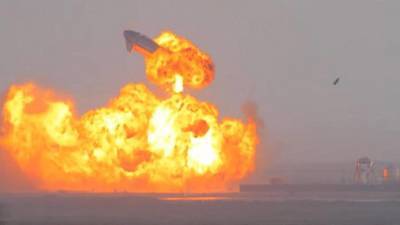 Появилось видео взрыва прототипа корабля Starship после посадки