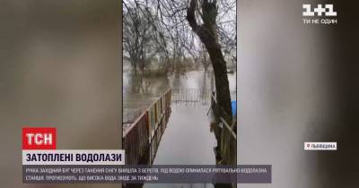 Во Львовской области из-за поднятия воды в реке затопило станцию спасателей