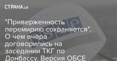 "Приверженность перемирию сохраняется". О чем вчера договорились на заседании ТКГ по Донбассу. Версия ОБСЕ