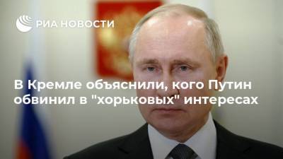 В Кремле объяснили, кого Путин обвинил в "хорьковых" интересах