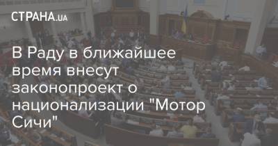 В Раду в ближайшее время внесут законопроект о национализации "Мотор Сичи"