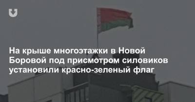 На крыше многоэтажки в Новой Боровой под присмотром силовиков установили красно-зеленый флаг - news.tut.by - Минск