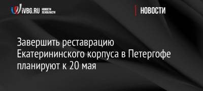 Завершить реставрацию Екатерининского корпуса в Петергофе планируют к 20 мая