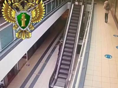 Опубликовано видео с записью падения ребенка, зацепившегося за эскалатор в московском ТЦ