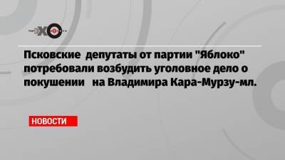 Псковские депутаты от партии «Яблоко» потребовали возбудить уголовное дело о покушении на Владимира Кара-Мурзу-мл.