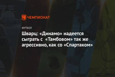Шварц: «Динамо» надеется сыграть с «Тамбовом» так же агрессивно, как со «Спартаком»