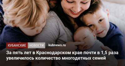 За пять лет в Краснодарском крае почти в 1,5 раза увеличилось количество многодетных семей