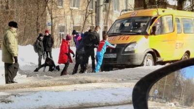 Нижегородские дети выталкивали школьный автобус из сугроба