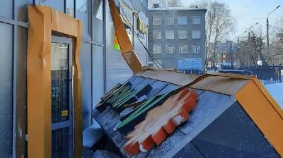 Вывеска магазина рухнула на отца с сыном в Новосибирске