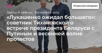 «Лукашенко ожидал большего»: советник Тихановской о встрече президента Беларуси с Путиным и весенней волне протестов