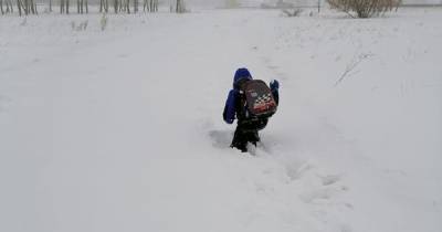 В Омске дети вынуждены ползти в школу по сугробам