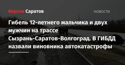 Гибель 12-летнего мальчика и двух мужчин на трассе Сызрань-Саратов-Волгоград. В ГИБДД назвали виновника автокатастрофы