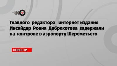Главного редактора интернет издания Инсайдер Роана Доброхотова задержали на контроле в аэропорту Шереметьего