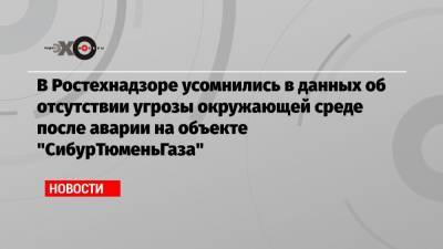 В Ростехнадзоре усомнились в данных об отсутствии угрозы окружающей среде после аварии на объекте «СибурТюменьГаза»