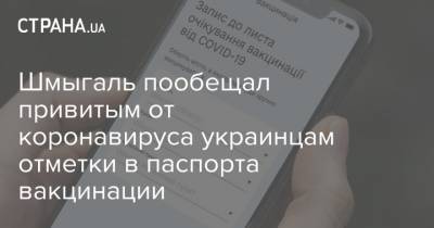 Шмыгаль пообещал привитым от коронавируса украинцам отметки в паспорта вакцинации