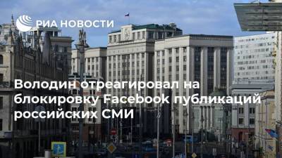 Володин отреагировал на блокировку Facebook публикаций российских СМИ