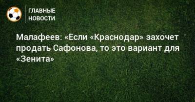 Малафеев: «Если «Краснодар» захочет продать Сафонова, то это вариант для «Зенита»