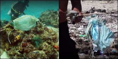 Воды вблизи Филиппин загрязнились защитными масками - видео - ТЕЛЕГРАФ
