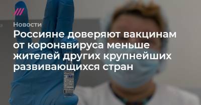 Россияне доверяют вакцинам от коронавируса меньше жителей других крупнейших развивающихся стран