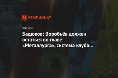Бадюков: Воробьёв должен остаться во главе «Металлурга», система клуба на правильном пути