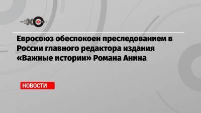 Евросоюз обеспокоен преследованием в России главного редактора издания «Важные истории» Романа Анина