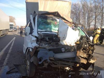 Водитель ГАЗели пострадал после столкновения с грузовиком на трассе М-5 под Рязанью