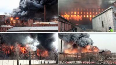 В пожаре на «Невской мануфактуре» погиб пожарный и обрушилась кровля
