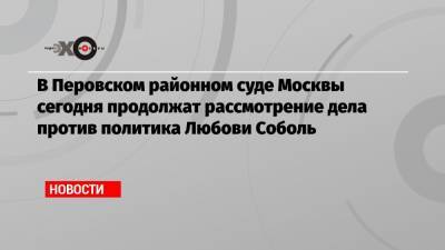 В Перовском районном суде Москвы сегодня продолжат рассмотрение дела против политика Любови Соболь
