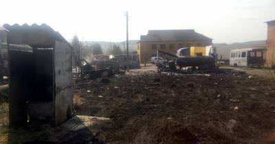 На Львовщине из-за выжигания сухой травы дотла сгорели три автобуса (ФОТО)