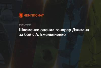 Шлеменко оценил гонорар Джигана за бой с А. Емельяненко