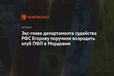 Экс-главе департамента судейства РФС Егорову поручили возродить клуб ПФЛ в Мордовии