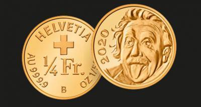 Швейцарская монета с портретом Эйнштейна признана самой маленькой в мире