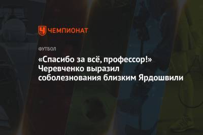 «Спасибо за всё, профессор!» Черевченко выразил соболезнования близким Ярдошвили