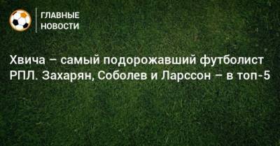 Хвича – самый подорожавший футболист РПЛ. Захарян, Соболев и Ларссон – в топ-5