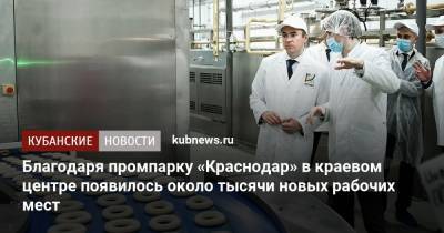 Благодаря промпарку «Краснодар» в краевом центре появилось около тысячи новых рабочих мест
