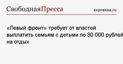 «Левый фронт» требует от властей выплатить семьям с детьми по 30 000 рублей на отдых