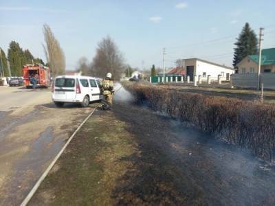 Три машины сгорели в центре Станового из-за горящей травы