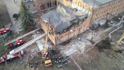 Последствия обрушения административного здания в Тамбове — видео с беспилотника