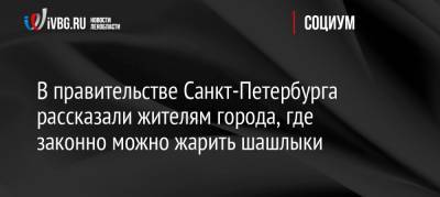 В правительстве Санкт-Петербурга рассказали жителям города, где законно можно жарить шашлыки