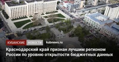 Краснодарский край признан лучшим регионом России по уровню открытости бюджетных данных