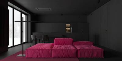 Как выглядит черный интерьер киевской квартиры с розовой "жемчужиной" фото