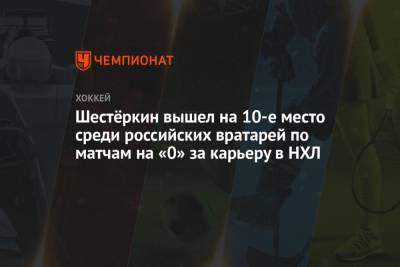 Шестёркин вышел на 10-е место среди российских вратарей по матчам на «0» за карьеру в НХЛ