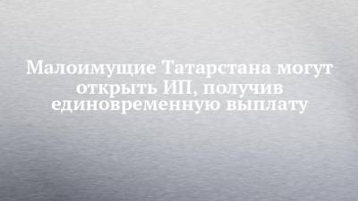 Малоимущие Татарстана могут открыть ИП, получив единовременную выплату
