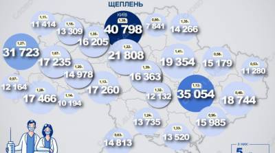 Карта вакцинации: ситуация в областях Украины на 16 апреля