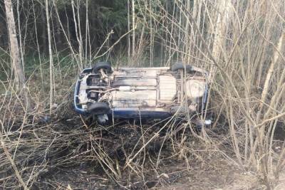 Пьяный водитель сломал рёбра при опрокидывании в кювет в Тверской области