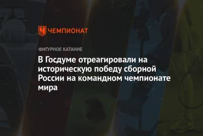 В Госдуме отреагировали на историческую победу сборной России на командном чемпионате мира