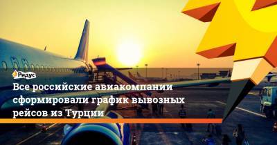 Все российские авиакомпании сформировали график вывозных рейсов из Турции